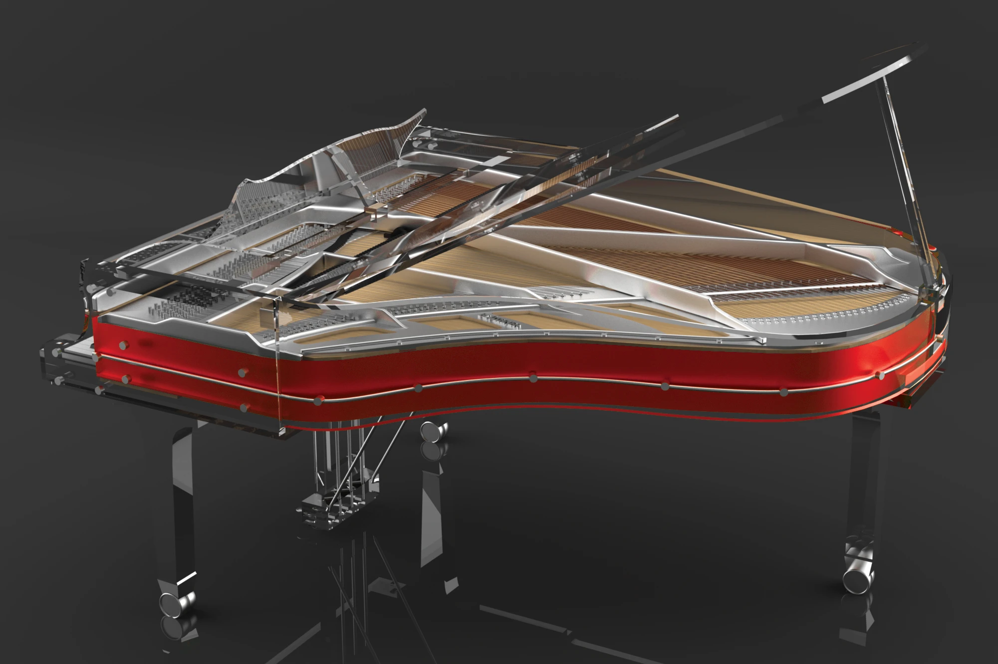 Blüthner Crystal Edition Sport grand piano in red — House of Pianos Dubai