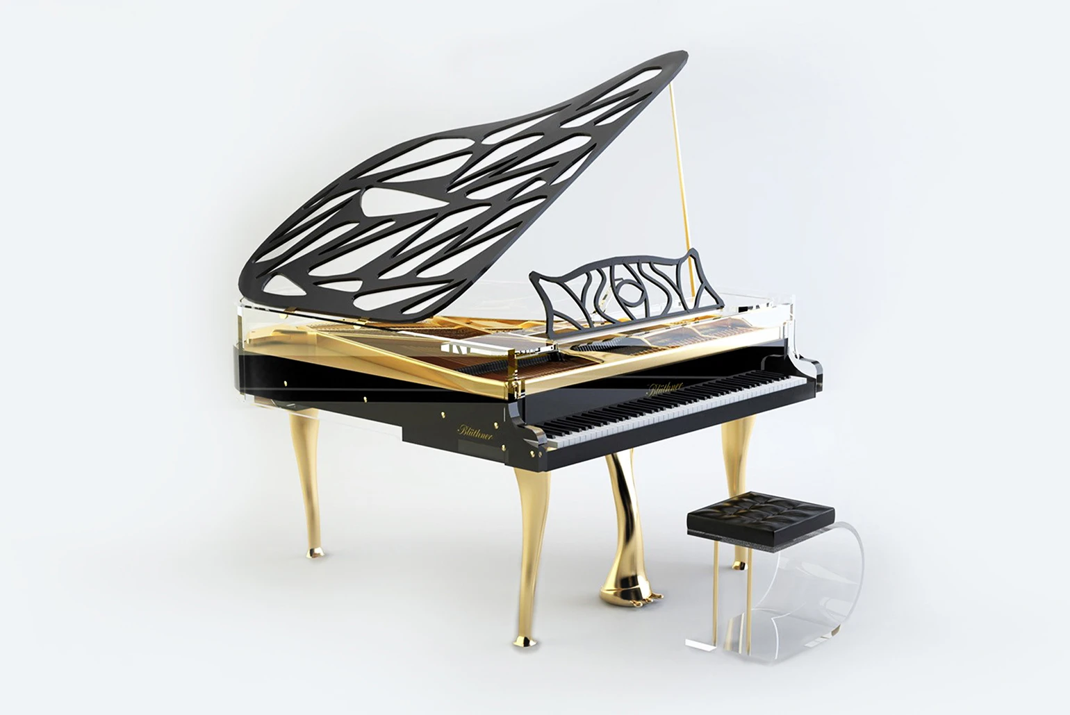 Blüthner Crystal Edition transparent grand piano — House of Pianos Dubai