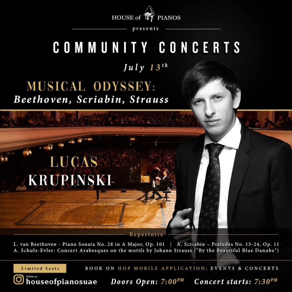 Community Concerts Programme July 13 | House of Pianos Dubai