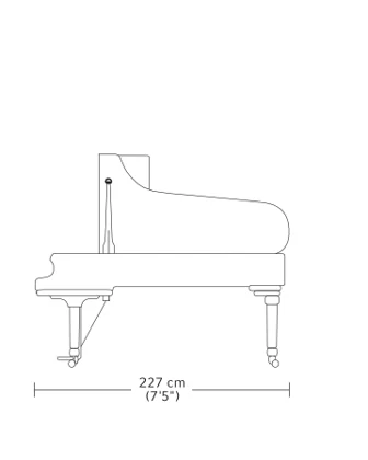 Steinway Model C-227 grand piano dimension drawing — 227 cm (7 ft 5 in)
