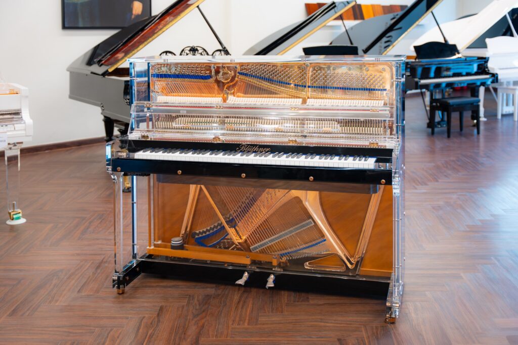 Bluthner Quadrille Crystal Edition transparent acrylic upright piano